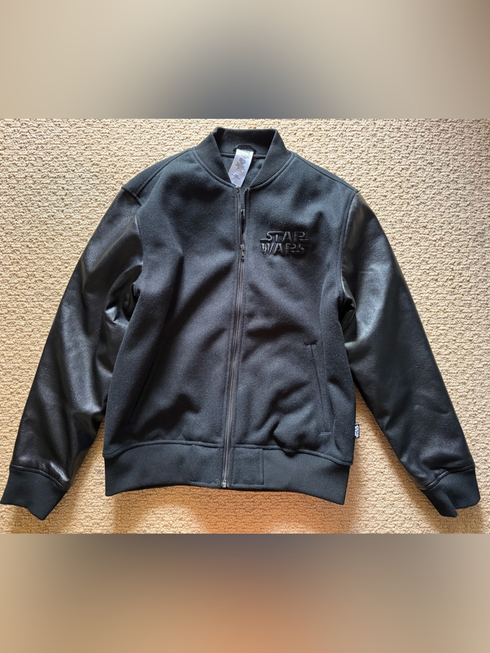Star Wars Men’s Black Varsity Jacket Full Zip Logo